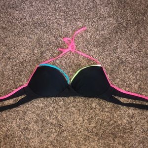 Black and Neon Swimsuit Top